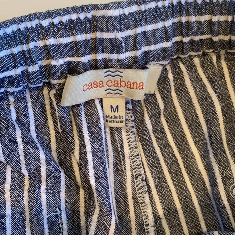 Casa Cabana Gray & White Striped Nautical Cropped Pants Women’s Medium